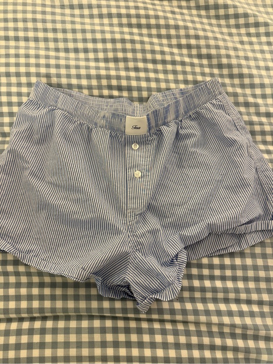 TNA Pants - TNA Blue and White Striped Women's Cotton Lounge Shorts